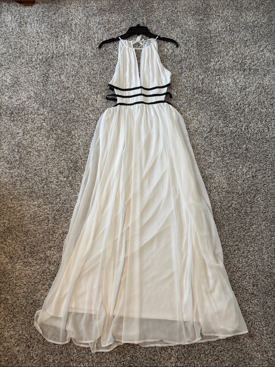 Express Dresses & Skirts - Express White Halter Maxi Dress with Black Waist Straps